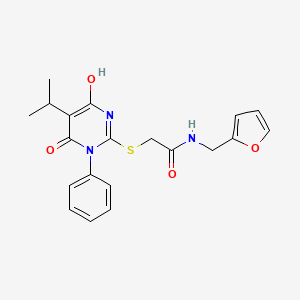 molecular formula C20H21N3O4S B5969944 N-[(Furan-2-YL)methyl]-2-{[4-hydroxy-6-oxo-1-phenyl-5-(propan-2-YL)-1,6-dihydropyrimidin-2-YL]sulfanyl}acetamide 