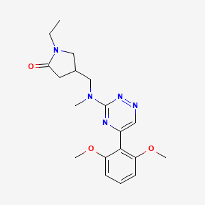 molecular formula C19H25N5O3 B5969969 4-[[[5-(2,6-Dimethoxyphenyl)-1,2,4-triazin-3-yl]-methylamino]methyl]-1-ethylpyrrolidin-2-one 