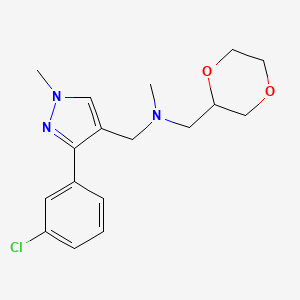 molecular formula C17H22ClN3O2 B5970028 N-[[3-(3-chlorophenyl)-1-methylpyrazol-4-yl]methyl]-1-(1,4-dioxan-2-yl)-N-methylmethanamine 