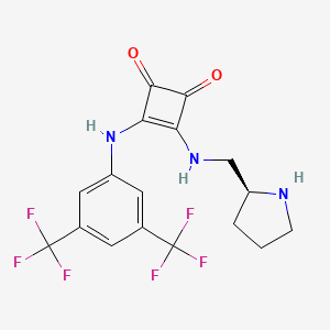 molecular formula C17H15F6N3O2 B597023 3-[[3,5-bis(trifluoroMethyl)phenyl]aMino]-4-[[(2S)-2-pyrrolidinylMethyl]aMino]-3-Cyclobutene-1,2-dione CAS No. 1356935-80-2