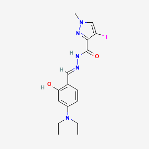 molecular formula C16H20IN5O2 B5970307 N'~3~-{(E)-1-[4-(DIETHYLAMINO)-2-HYDROXYPHENYL]METHYLIDENE}-4-IODO-1-METHYL-1H-PYRAZOLE-3-CARBOHYDRAZIDE 