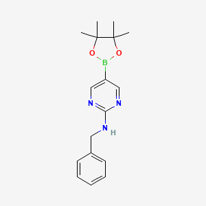 molecular formula C17H22BN3O2 B597048 N-Benzyl-5-(4,4,5,5-tetramethyl-1,3,2-dioxaborolan-2-yl)pyrimidin-2-amine CAS No. 1218789-30-0