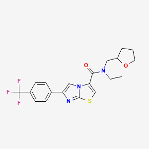 molecular formula C20H20F3N3O2S B5970661 N-ethyl-N-(oxolan-2-ylmethyl)-6-[4-(trifluoromethyl)phenyl]imidazo[2,1-b][1,3]thiazole-3-carboxamide 