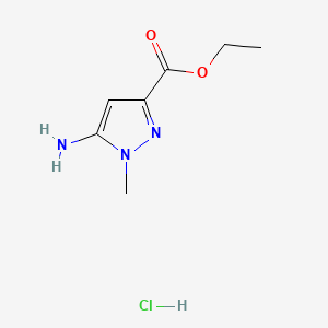 molecular formula C7H12ClN3O2 B597071 Ethyl 5-amino-1-methyl-1H-pyrazole-3-carboxylate hydrochloride CAS No. 1253790-61-2