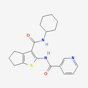molecular formula C20H23N3O2S B5971051 N-[3-(CYCLOHEXYLCARBAMOYL)-4H,5H,6H-CYCLOPENTA[B]THIOPHEN-2-YL]PYRIDINE-3-CARBOXAMIDE 