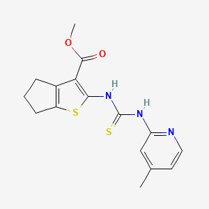 molecular formula C16H17N3O2S2 B5971530 METHYL 2-{[(4-METHYLPYRIDIN-2-YL)CARBAMOTHIOYL]AMINO}-4H,5H,6H-CYCLOPENTA[B]THIOPHENE-3-CARBOXYLATE 