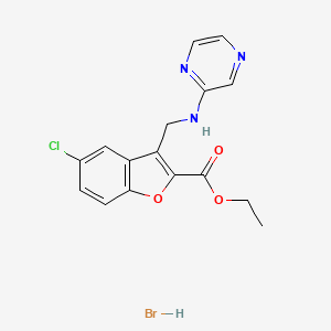 molecular formula C16H15BrClN3O3 B5971646 Ethyl 5-chloro-3-[(pyrazin-2-ylamino)methyl]-1-benzofuran-2-carboxylate;hydrobromide 
