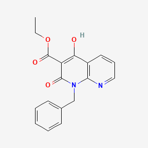 molecular formula C18H16N2O4 B597189 Ethyl 1-benzyl-4-hydroxy-2-oxo-1,2-dihydro-1,8-naphthyridine-3-carboxylate CAS No. 179064-00-7