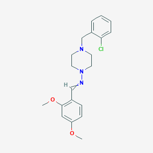 molecular formula C20H24ClN3O2 B5971991 N-[4-[(2-chlorophenyl)methyl]piperazin-1-yl]-1-(2,4-dimethoxyphenyl)methanimine CAS No. 5784-02-1