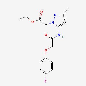 molecular formula C16H18FN3O4 B5972196 ETHYL 2-(5-{[2-(4-FLUOROPHENOXY)ACETYL]AMINO}-3-METHYL-1H-PYRAZOL-1-YL)ACETATE 