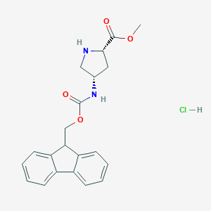 molecular formula C21H23ClN2O4 B059722 (2S,4S)-Methyl 4-((((9H-fluoren-9-yl)methoxy)carbonyl)amino)pyrrolidine-2-carboxylate hydrochloride CAS No. 1212153-95-1