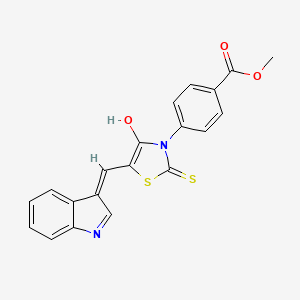 molecular formula C20H14N2O3S2 B5972258 METHYL 4-[(5Z)-5-[(1H-INDOL-3-YL)METHYLIDENE]-4-OXO-2-SULFANYLIDENE-1,3-THIAZOLIDIN-3-YL]BENZOATE 