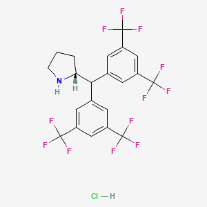 molecular formula C21H16ClF12N B597243 (R)-2-{Bis[3,5-bis(trifluoromethyl)phenyl]methyl}pyrrolidine hydrochloride CAS No. 1217463-08-5