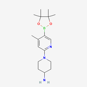 molecular formula C17H28BN3O2 B597246 1-(4-Methyl-5-(4,4,5,5-tetramethyl-1,3,2-dioxaborolan-2-yl)pyridin-2-yl)piperidin-4-amine CAS No. 1356363-81-9
