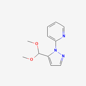 molecular formula C11H13N3O2 B597250 2-(5-(dimethoxymethyl)-1H-pyrazol-1-yl)pyridine CAS No. 1269293-15-3
