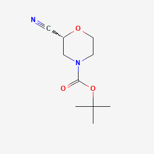 molecular formula C10H16N2O3 B597264 (R)-N-Boc-2-cyanomorpholine CAS No. 1257850-78-4