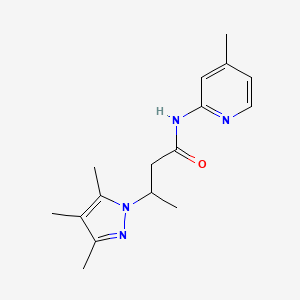 molecular formula C16H22N4O B5972661 N-(4-methylpyridin-2-yl)-3-(3,4,5-trimethylpyrazol-1-yl)butanamide 