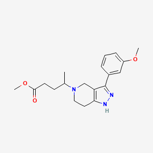 molecular formula C19H25N3O3 B5972711 Methyl 4-[3-(3-methoxyphenyl)-1,4,6,7-tetrahydropyrazolo[4,3-c]pyridin-5-yl]pentanoate 
