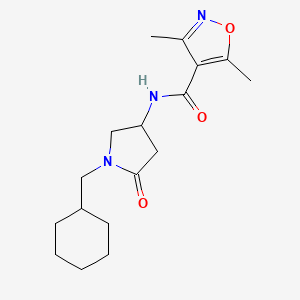 molecular formula C17H25N3O3 B5973000 N-[1-(cyclohexylmethyl)-5-oxopyrrolidin-3-yl]-3,5-dimethyl-1,2-oxazole-4-carboxamide 