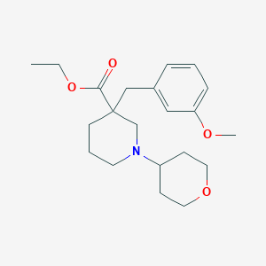 molecular formula C21H31NO4 B5973024 Ethyl 3-[(3-methoxyphenyl)methyl]-1-(oxan-4-yl)piperidine-3-carboxylate 