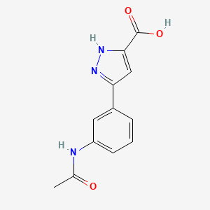 molecular formula C12H11N3O3 B597311 5-(3-Acetylaminophenyl)-1H-pyrazole-3-carboxylic acid CAS No. 1240061-39-5