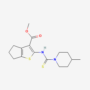 molecular formula C16H22N2O2S2 B5973385 METHYL 2-(4-METHYLPIPERIDINE-1-CARBOTHIOYLAMINO)-4H,5H,6H-CYCLOPENTA[B]THIOPHENE-3-CARBOXYLATE 