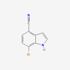 molecular formula C9H5BrN2 B597343 7-bromo-1H-indole-4-carbonitrile CAS No. 1258959-58-8