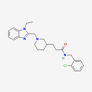 molecular formula C25H31ClN4O B5973527 N-[(2-chlorophenyl)methyl]-3-[1-[(1-ethylbenzimidazol-2-yl)methyl]piperidin-3-yl]propanamide 