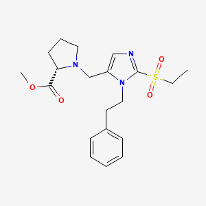 molecular formula C20H27N3O4S B5973599 methyl (2S)-1-[[2-ethylsulfonyl-3-(2-phenylethyl)imidazol-4-yl]methyl]pyrrolidine-2-carboxylate 