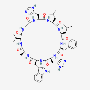 molecular formula C54H72N14O9 B597394 环(-D-苯丙氨酸-组氨酸-色氨酸-丙氨酸-缬氨酸-甘氨酸-组氨酸-亮氨酸-亮氨酸) CAS No. 143578-65-8