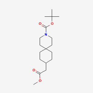 molecular formula C18H31NO4 B597403 tert-Butyl 9-(2-methoxy-2-oxoethyl)-3-azaspiro[5.5]undecane-3-carboxylate CAS No. 1346229-41-1