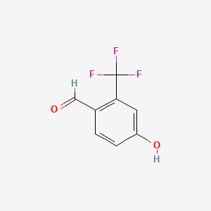 molecular formula C8H5F3O2 B597416 4-羟基-2-(三氟甲基)苯甲醛 CAS No. 1243395-68-7