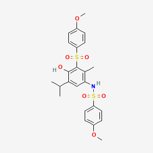 molecular formula C24H27NO7S2 B5974572 N-[4-HYDROXY-3-(4-METHOXYBENZENESULFONYL)-2-METHYL-5-(PROPAN-2-YL)PHENYL]-4-METHOXYBENZENE-1-SULFONAMIDE 
