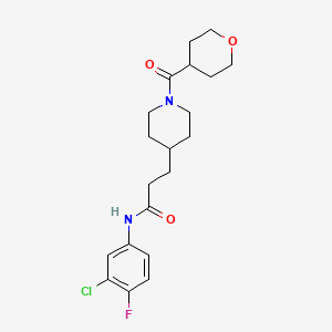 molecular formula C20H26ClFN2O3 B5974670 N-(3-chloro-4-fluorophenyl)-3-[1-(oxane-4-carbonyl)piperidin-4-yl]propanamide 