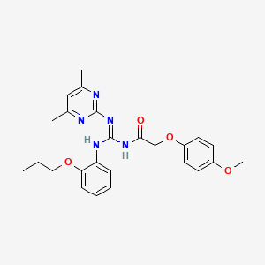 molecular formula C25H29N5O4 B5974707 N-{(Z)-[(4,6-dimethylpyrimidin-2-yl)amino][(2-propoxyphenyl)amino]methylidene}-2-(4-methoxyphenoxy)acetamide 