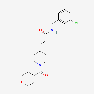 molecular formula C21H29ClN2O3 B5974891 N-[(3-chlorophenyl)methyl]-3-[1-(oxane-4-carbonyl)piperidin-4-yl]propanamide 