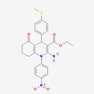 molecular formula C25H25N3O5S B5975052 ETHYL 2-AMINO-4-[4-(METHYLSULFANYL)PHENYL]-1-(4-NITROPHENYL)-5-OXO-1,4,5,6,7,8-HEXAHYDRO-3-QUINOLINECARBOXYLATE 