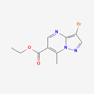 molecular formula C10H10BrN3O2 B597517 Ethyl 3-bromo-7-methylpyrazolo[1,5-a]pyrimidine-6-carboxylate CAS No. 1370287-43-6