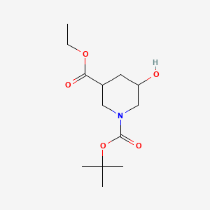 molecular formula C13H23NO5 B597537 Ethyl N-Boc-5-hydroxypiperidine-3-carboxylate CAS No. 1272756-00-9