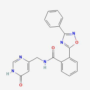 molecular formula C20H15N5O3 B5975404 N-[(6-oxo-1H-pyrimidin-4-yl)methyl]-2-(3-phenyl-1,2,4-oxadiazol-5-yl)benzamide 