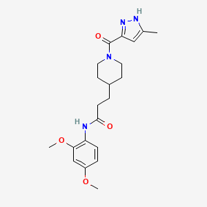 molecular formula C21H28N4O4 B5975670 N-(2,4-dimethoxyphenyl)-3-[1-(5-methyl-1H-pyrazole-3-carbonyl)piperidin-4-yl]propanamide 