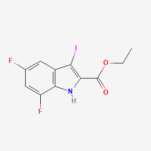 molecular formula C11H8F2INO2 B597594 Ethyl 5,7-difluoro-3-iodo-1H-indole-2-carboxylate CAS No. 1334499-90-9