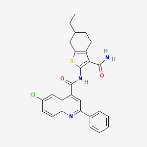 molecular formula C27H24ClN3O2S B5976181 N-(3-carbamoyl-6-ethyl-4,5,6,7-tetrahydro-1-benzothiophen-2-yl)-6-chloro-2-phenylquinoline-4-carboxamide 