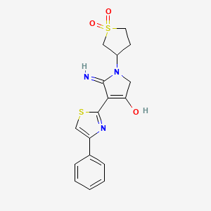 molecular formula C17H17N3O3S2 B5976190 1-(1,1-dioxidotetrahydrothiophen-3-yl)-5-imino-4-(4-phenyl-1,3-thiazol-2-yl)-2,5-dihydro-1H-pyrrol-3-ol 