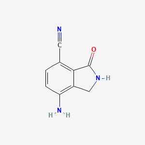 molecular formula C9H7N3O B597637 7-aMino-3-oxoisoindoline-4-carbonitrile CAS No. 1370467-87-0