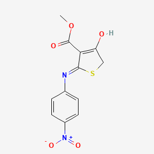 molecular formula C12H10N2O5S B5976426 Methyl 2-[(4-nitrophenyl)amino]-4-oxo-4,5-dihydrothiophene-3-carboxylate 