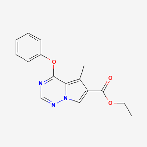 molecular formula C16H15N3O3 B597676 Ethyl 5-methyl-4-phenoxypyrrolo[2,1-f][1,2,4]triazine-6-carboxylate CAS No. 1363380-63-5