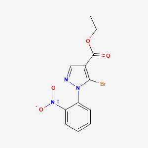 molecular formula C12H10BrN3O4 B597687 Ethyl 5-bromo-1-(2-nitrophenyl)-1H-pyrazole-4-carboxylate CAS No. 1245227-21-7