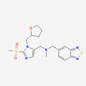 molecular formula C18H23N5O3S2 B5976877 (2,1,3-benzothiadiazol-5-ylmethyl)methyl{[2-(methylsulfonyl)-1-(tetrahydro-2-furanylmethyl)-1H-imidazol-5-yl]methyl}amine 