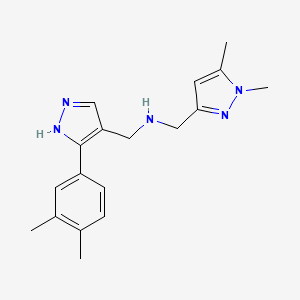 molecular formula C18H23N5 B5976948 N-[[5-(3,4-dimethylphenyl)-1H-pyrazol-4-yl]methyl]-1-(1,5-dimethylpyrazol-3-yl)methanamine 
